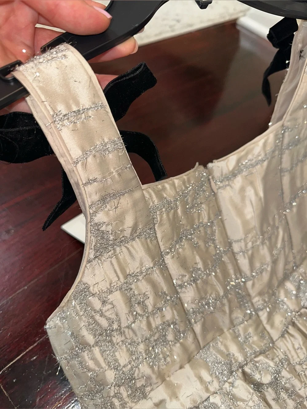 a Loves a Girls Cream Metallic Patterned Tie-Shoulder Party Dress Size XL